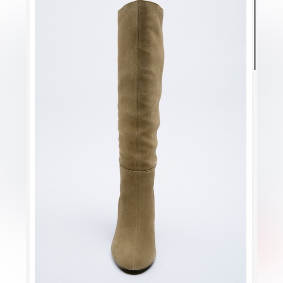 Zara Heeled Split Suede Knee High Boots NWT - Picture 6 of 12